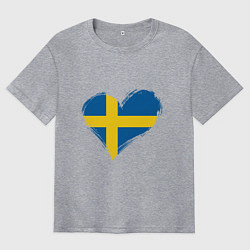 Футболка оверсайз мужская Сердце - Швеция, цвет: меланж