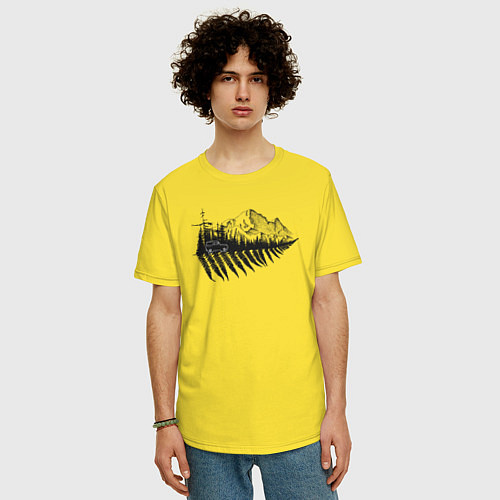 Мужская футболка оверсайз Бездорожье, лес и горы / Желтый – фото 3