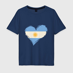 Футболка оверсайз мужская Сердце - Аргентина, цвет: тёмно-синий