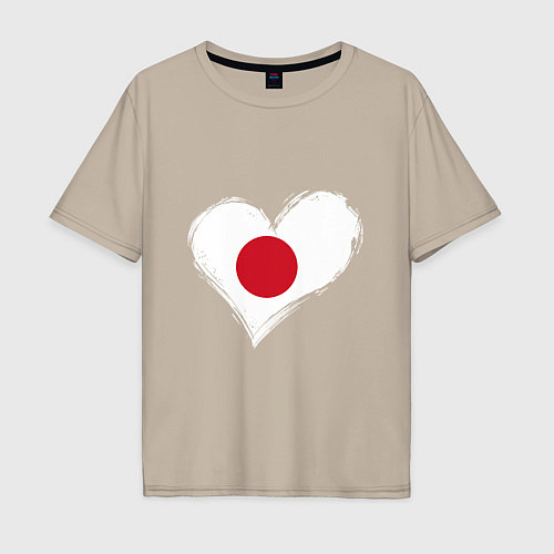 Мужская футболка оверсайз Сердце - Япония / Миндальный – фото 1