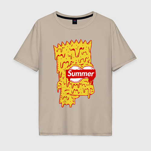 Мужская футболка оверсайз Bart Simpson - Summer / Миндальный – фото 1