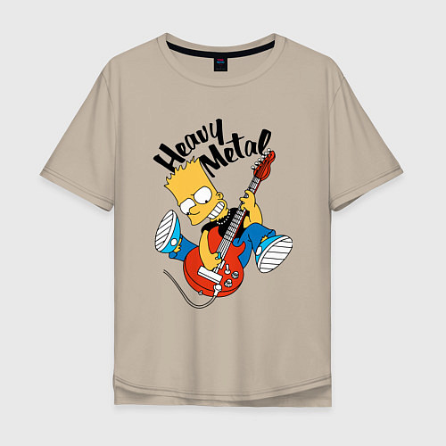 Мужская футболка оверсайз Барт Симпсон - гитарист - heavy metal / Миндальный – фото 1