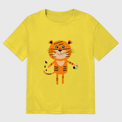 Футболка оверсайз мужская Тигр - художник, цвет: желтый