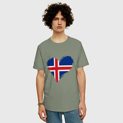 Футболка оверсайз мужская Сердце - Исландия, цвет: авокадо — фото 2
