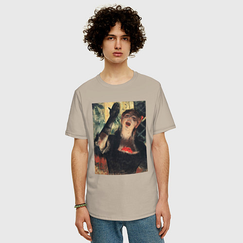 Мужская футболка оверсайз Кафе Зингер картина Эдгар Дега, 1879 / Миндальный – фото 3