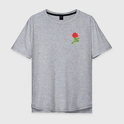 Футболка оверсайз мужская Красная рисованная роза, цвет: меланж