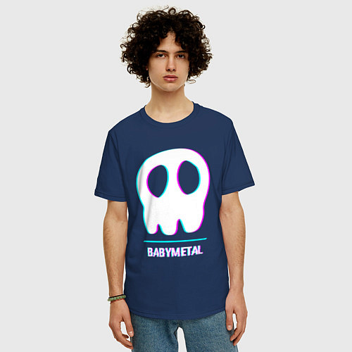 Мужская футболка оверсайз Babymetal glitch rock / Тёмно-синий – фото 3