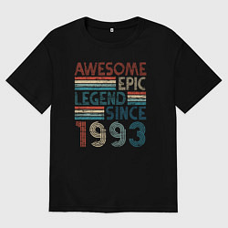 Футболка оверсайз мужская 1993 потрясающий эпичный легендарный, цвет: черный