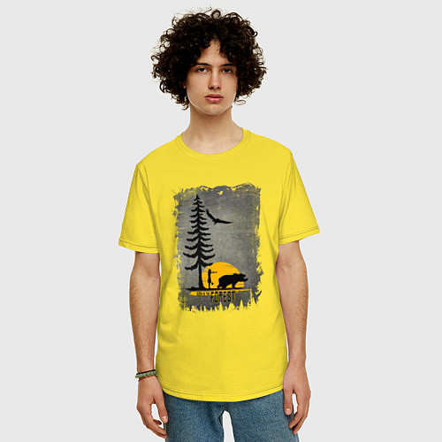 Мужская футболка оверсайз Леди и медведь / Желтый – фото 3