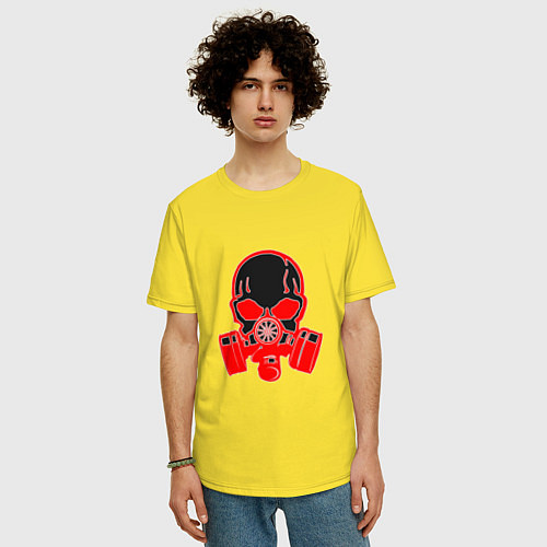 Мужская футболка оверсайз Skull Gas / Желтый – фото 3