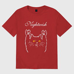 Футболка оверсайз мужская Nightwish rock cat, цвет: красный