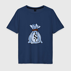 Футболка оверсайз мужская Мешок с долларами, цвет: тёмно-синий
