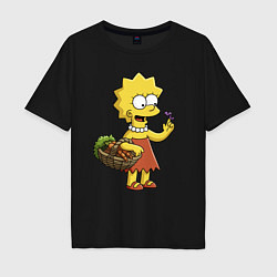 Мужская футболка оверсайз Lisa Simpson с гусеницей на даче