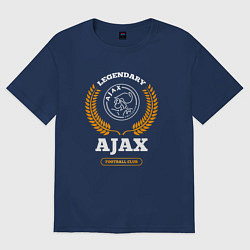 Футболка оверсайз мужская Лого Ajax и надпись legendary football club, цвет: тёмно-синий