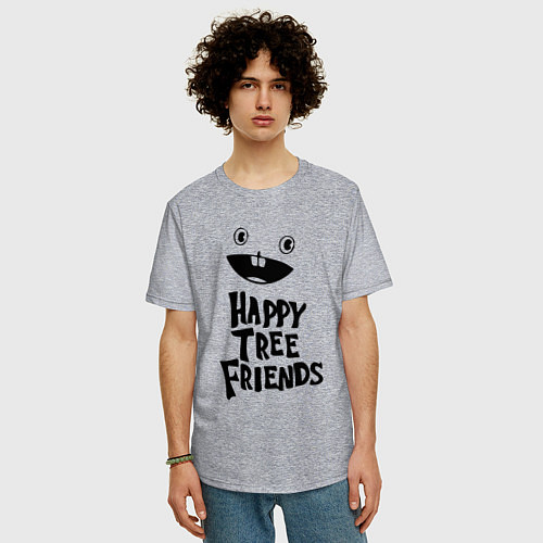 Мужская футболка оверсайз Happy Three Friends - LOGO / Меланж – фото 3