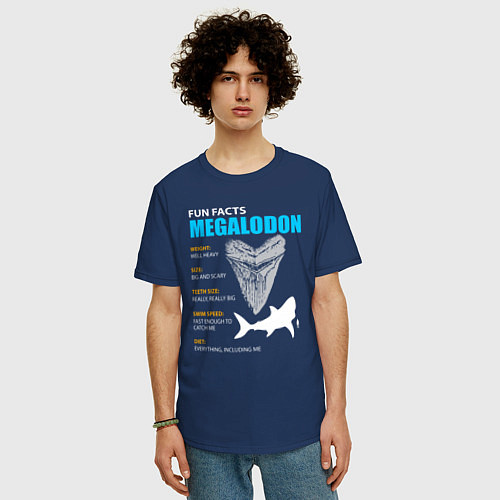 Мужская футболка оверсайз Забавные факты о мегалодонах / Тёмно-синий – фото 3
