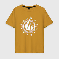 Футболка оверсайз мужская In flames - logo neon, цвет: горчичный