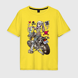 Футболка оверсайз мужская Anime biker girl, цвет: желтый