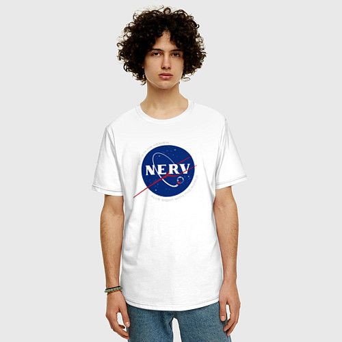 Мужская футболка оверсайз NASA NERV / Белый – фото 3