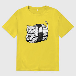 Футболка оверсайз мужская Суши-кот, цвет: желтый