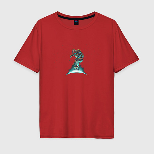Мужская футболка оверсайз Звездный скейтер / Красный – фото 1