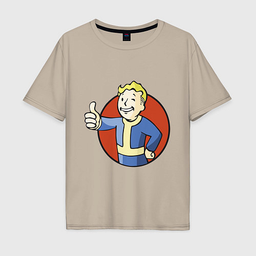 Мужская футболка оверсайз Vault boy like / Миндальный – фото 1