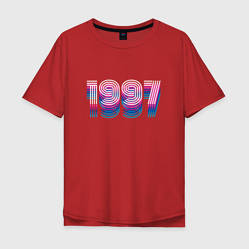 Мужская футболка оверсайз 1997 год ретро неон / Красный – фото 1