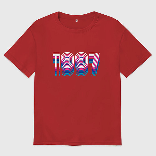 Мужская футболка оверсайз 1997 год ретро неон / Красный – фото 1