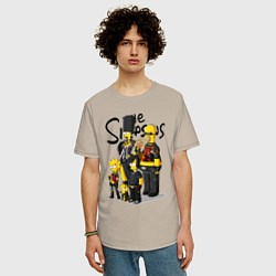 Футболка оверсайз мужская Семейка Симпсонов в кожаной одежде с заклёпками, цвет: миндальный — фото 2