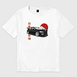 Футболка оверсайз мужская Subaru Impreza WRX Sti Japanese Retro Style, цвет: белый