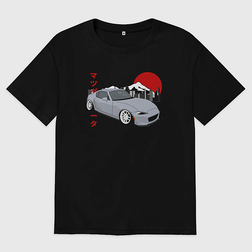 Мужская футболка оверсайз Mazda MX-5 ND Miata ND Front View JDM Retro / Черный – фото 1