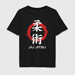 Футболка оверсайз мужская Jiu-jitsu red splashes, цвет: черный