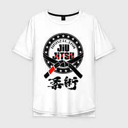 Футболка оверсайз мужская Brazilian fight club Jiu jitsu, цвет: белый