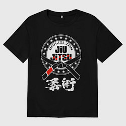Футболка оверсайз мужская Brazilian splashes Jiu jitsu logo, цвет: черный