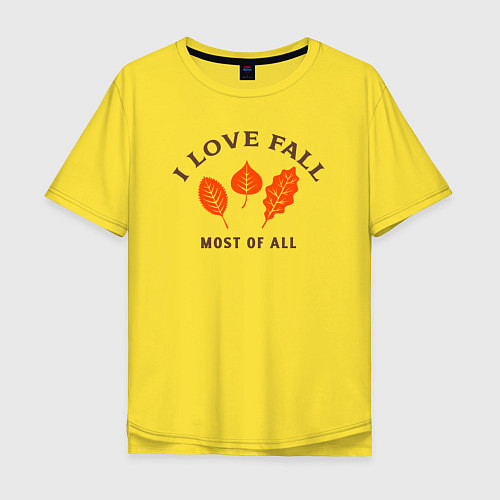 Мужская футболка оверсайз I love fall most of all / Желтый – фото 1