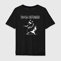 Футболка оверсайз мужская Енот защитник мусора, цвет: черный