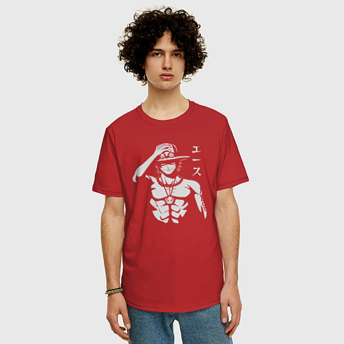 Мужская футболка оверсайз Огненный Эйс / Красный – фото 3