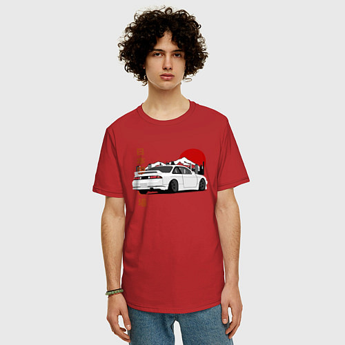 Мужская футболка оверсайз Nissan Silvia S14 Sr20 Japan Car / Красный – фото 3