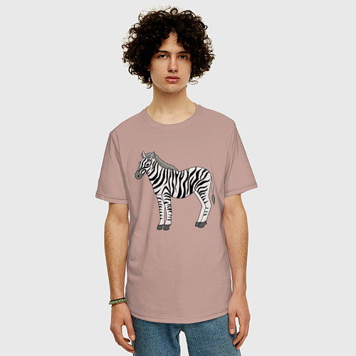 Мужская футболка оверсайз Милая зебра / Пыльно-розовый – фото 3