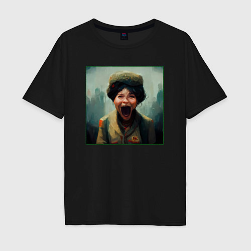 Мужская футболка оверсайз Портрет ужасной женщины / Черный – фото 1