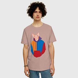 Футболка оверсайз мужская Сфинкс в худи, цвет: пыльно-розовый — фото 2