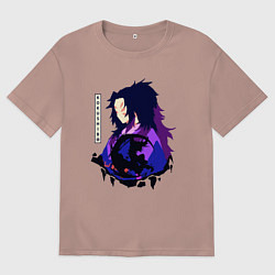 Футболка оверсайз мужская Клинок рассекающий демонов: Кокушибо высшая луна, цвет: пыльно-розовый