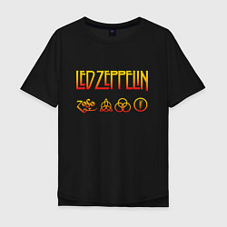 Футболка оверсайз мужская Led Zeppelin - logotype, цвет: черный