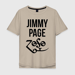 Футболка оверсайз мужская Jimmy Page - Led Zeppelin - legend, цвет: миндальный