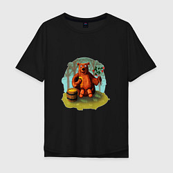 Мужская футболка оверсайз Медведь ест мед