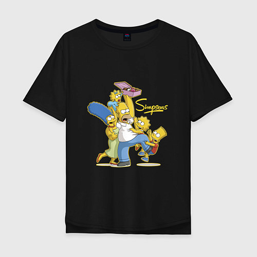 Мужская футболка оверсайз Симпсоны и пончики / Черный – фото 1