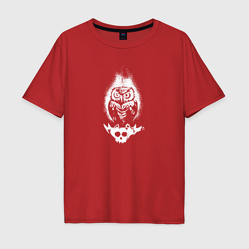 Мужская футболка оверсайз Evil owl / Красный – фото 1