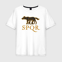 Футболка оверсайз мужская Капитолийская волчица SPQR, цвет: белый