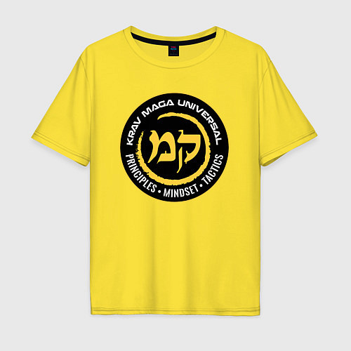 Мужская футболка оверсайз Krav-maga emblem tactical defense system / Желтый – фото 1