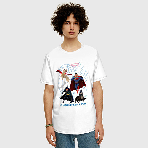Мужская футболка оверсайз Туз с Бэменом и Крипто с Суперменом DC Лига Суперп / Белый – фото 3